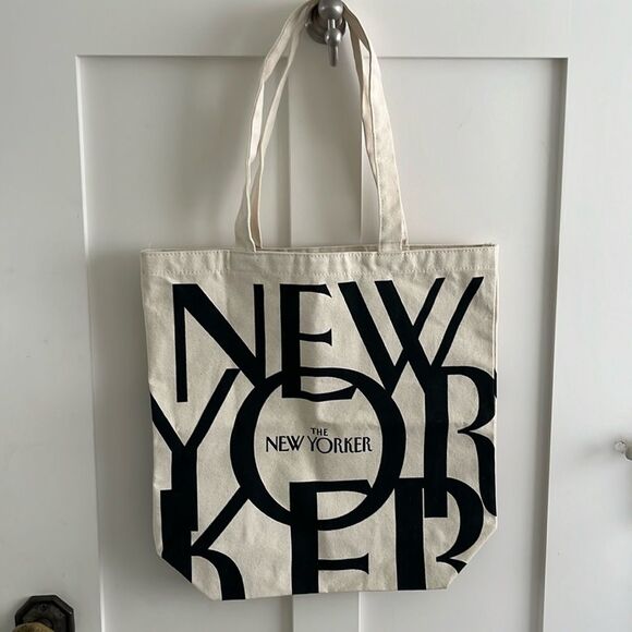 NWOT NEW The New Yorker Canvas Tan Reusable Logo Tote Bag - Picture 2 of 9